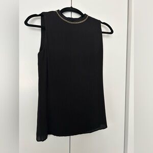 Reiss Black Sleeveless Top with Chain Detail